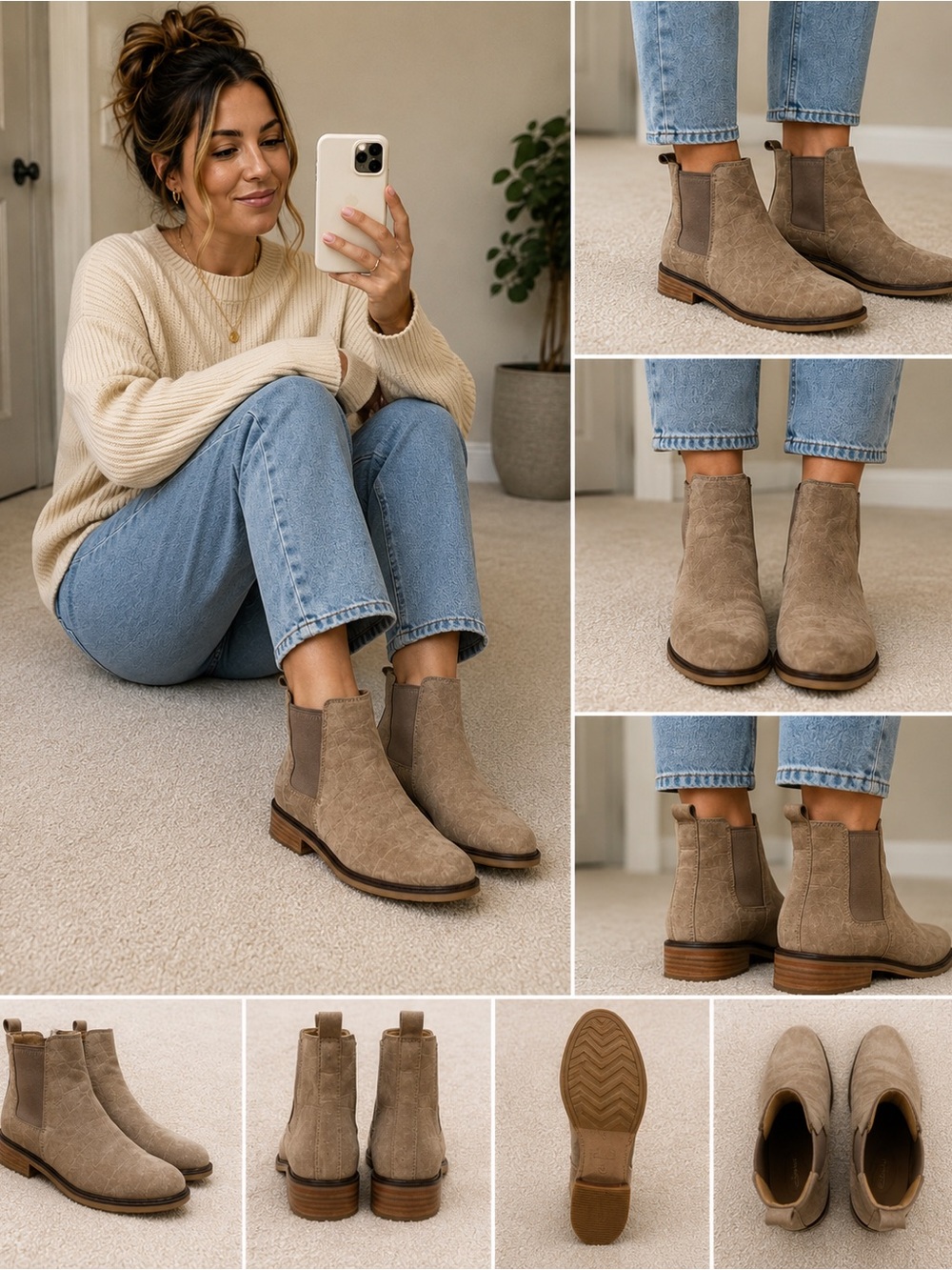 Clarks Women’s Chelsea Ankle Boots Taupe Suede Size 9.5
